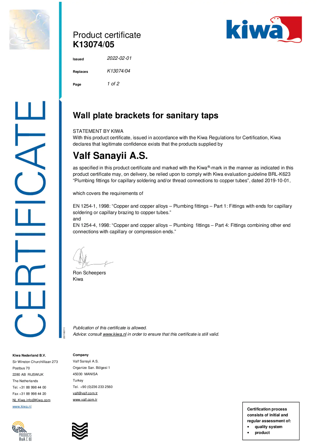 Boşaltma Musluğu Kiwa K12739